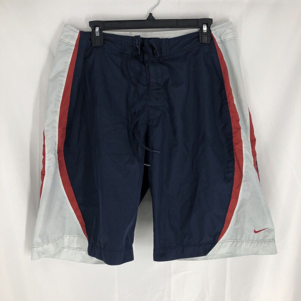 Vintage NIKE Men's Swim Trunks Size M Red White Blue Gray Tag